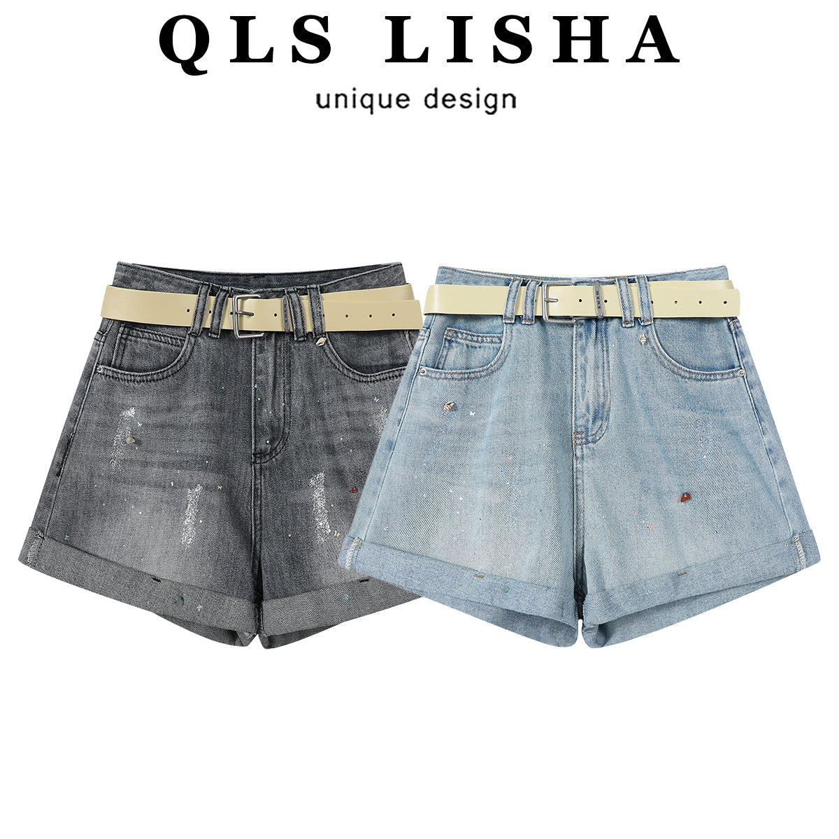 Cholisa Yay Nazik, Dartılmış Bükülmüş Şalvar, Nişalı Ağır Dizayn, Super Dəbli 2025 Qadınlar üçün Denim Şort