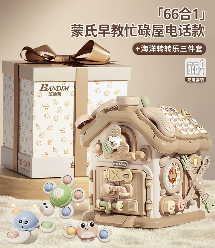 0-3 yaşlı uşaqlar üçün altıbucaqlı körpə oyuncağı, erkən uşaqlıq təhsili, Montessori səbəb-nəticə əlaqəsi, məşğul qutu, forma uyğun ev