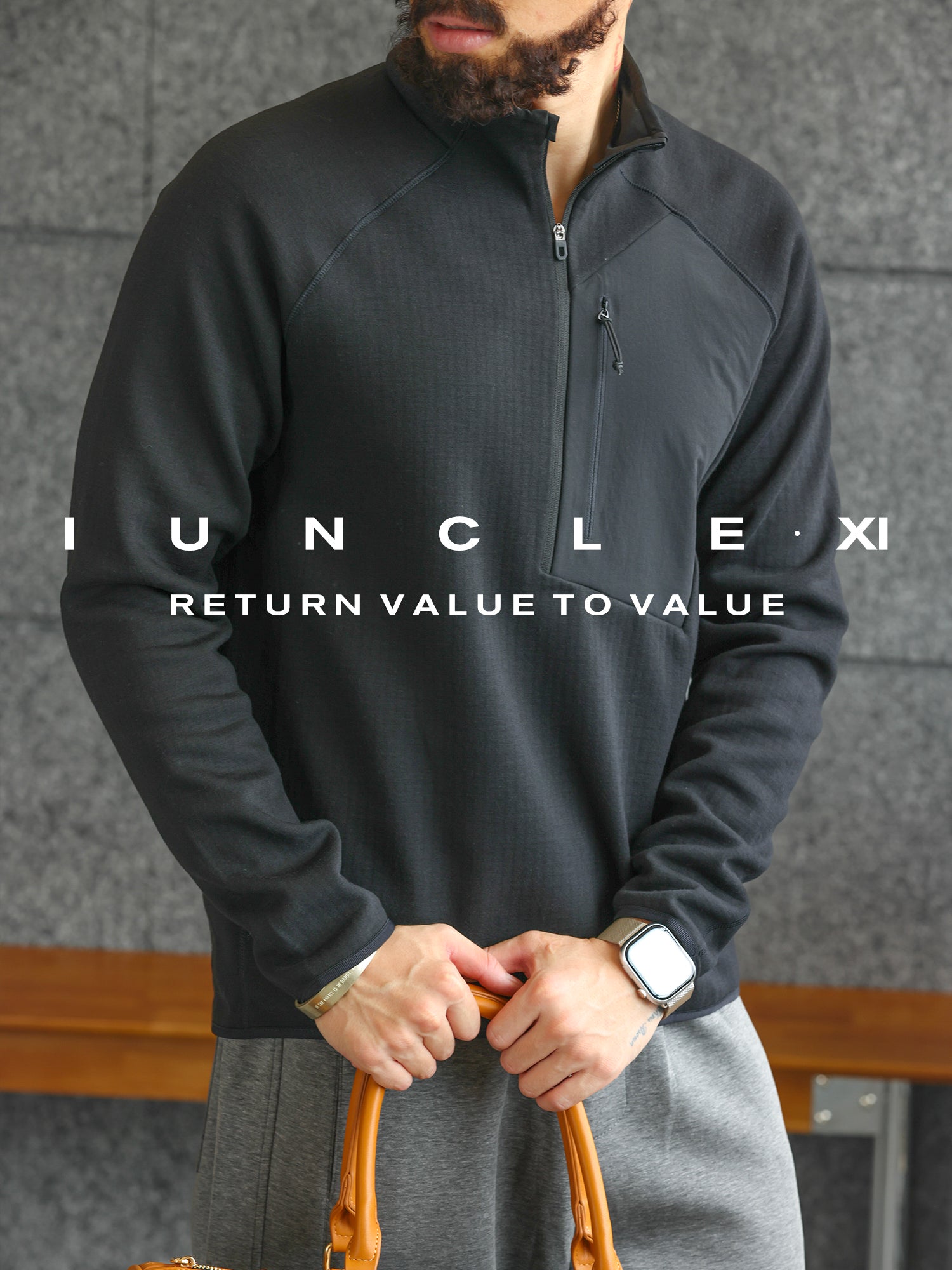 IUNCLEXI [Sərhədsiz Stil] Kişilər üçün İsti Flis Yaxalıqlı Fitnes İdman Yarım Fermuarlı Uzun Qollu Sviter, Payız və Qış İstiliyi