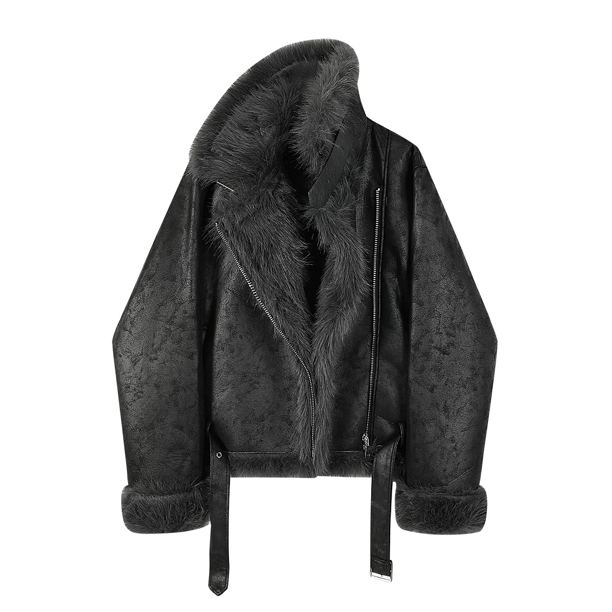 Cholisa Merard Shearling Qadınlar üçün Qısa Qalın Palto, Payız və Qış, Unikal və Super Qəşəng Motosiklet Gödəkçəsi