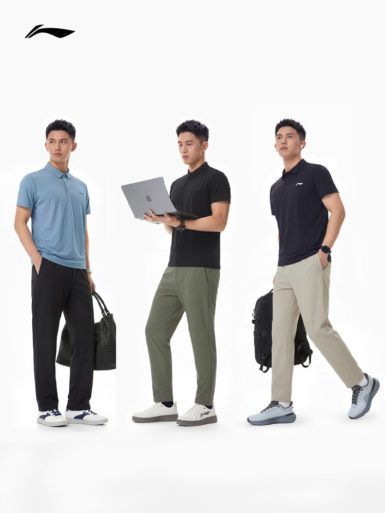 Li Ning Buz İpək POLO Köynək | Atalar Günü Hədiyyəsi Kişi Yay Yeni Dad Yarımqol Kişi İdman Qısaqol