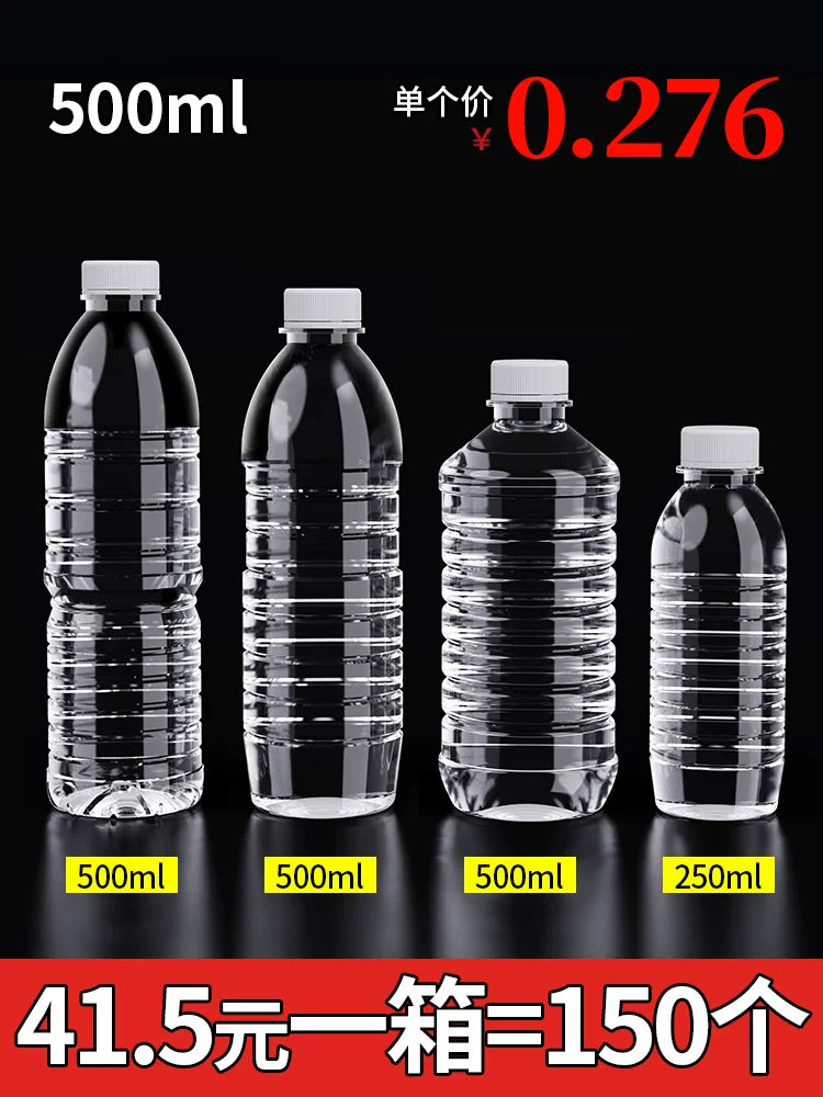 500ml boş şüşə şəffaf plastik şüşə suyu içkisi birdəfəlik ev heyvanları üçün qida dərəcəli möhürlənmiş qapaqlı mineral su şüşəsi