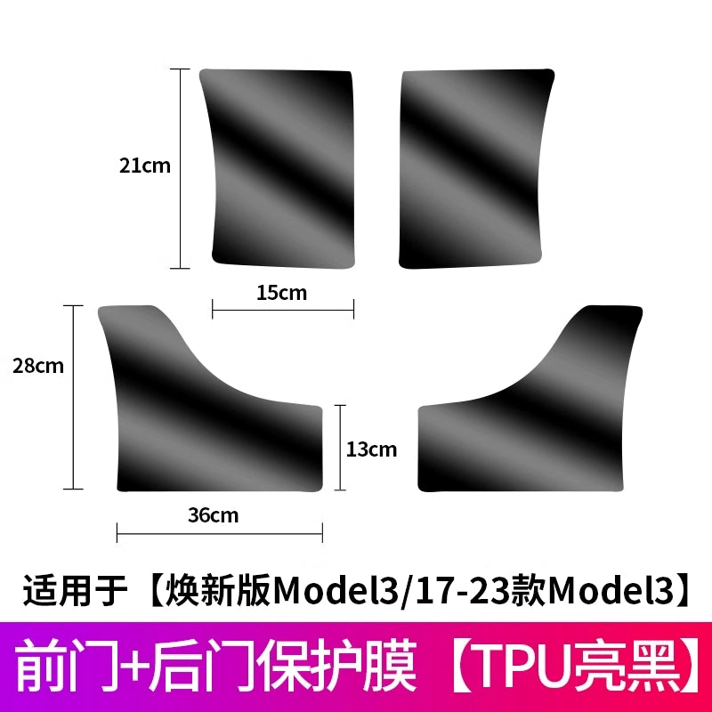 Tesla Yeni Versiya Modeli/Yl/3-ə aiddir Arxa Qapı Sıçramaya Qarşı Film Qapı TPU Ekran Qoruyucusu Bərpa Aksesuarları