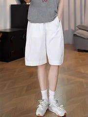 Qadınlar üçün nəfəs alan beş nöqtəli şort, yay üçün nazik və şık, böyük ölçüdə, çox yaraşıqlı, yüksək belli, arıqladıcı, geniş ayaqlı düz şalvar.