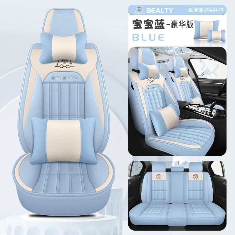 Qış üçün peluş avtomobil oturacağı yastıqları, tam örtüklü avtomobil oturacağı üzlükləri, qalınlaşdırılmış və qış üçün isti, rahat qısa peluş oturacaq yastıqları