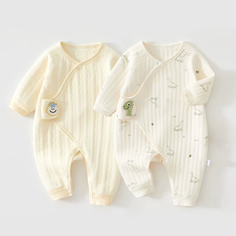 2 hissəli yeni doğulmuş körpə geyimləri dəsti, payız və qış bodiləri, təmiz pambıqdan isti və qalınlaşdırılmış körpə pijamaları, qış kombinezonları
