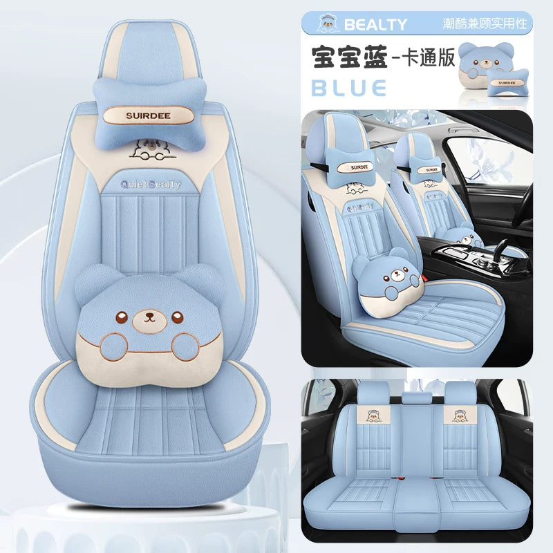 Qış üçün peluş avtomobil oturacağı yastıqları, tam örtüklü avtomobil oturacağı üzlükləri, qalınlaşdırılmış və qış üçün isti, rahat qısa peluş oturacaq yastıqları