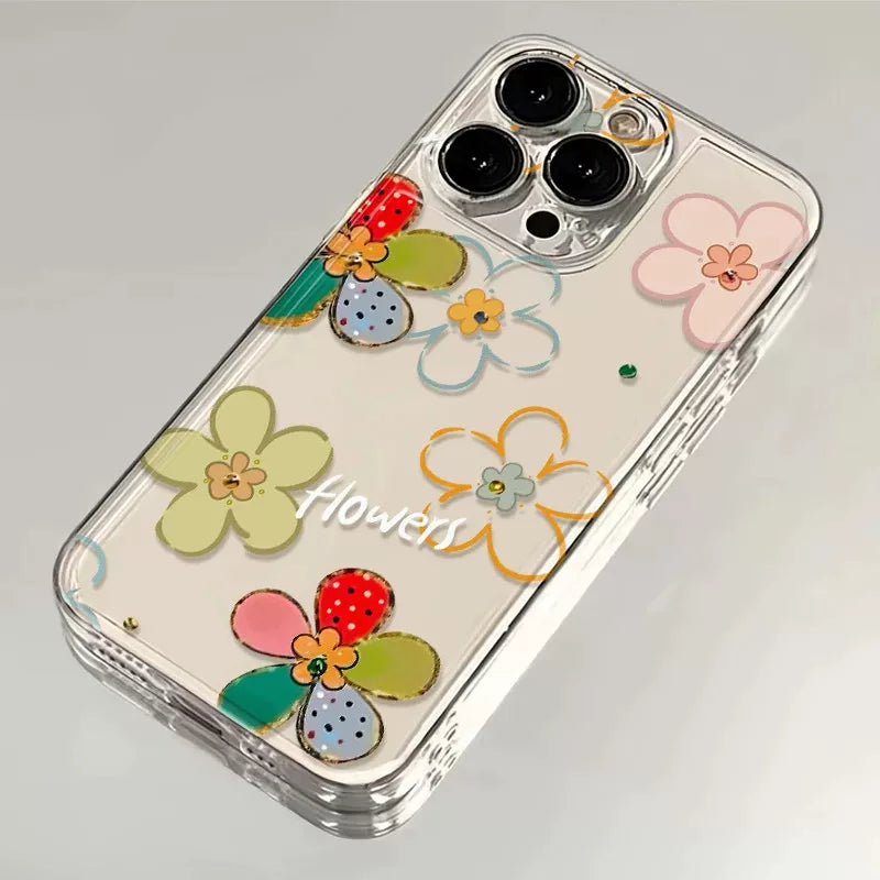 Dopamin çiçəyi Apple 17promax mobil telefon qutusu üçün uyğundur opporeno16 Xiaomi Redmi k90vivos60 Huawei iPhone17 qoruyucu qutu 14/13/12/11 şəffaf bir plus iqoo