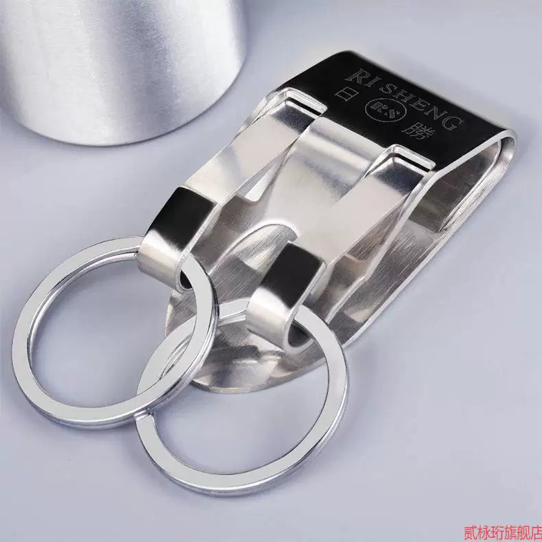 Paslanmayan polad açar zənciri, tək halqalı kilid, yüksək keyfiyyətli premium kəmər toqqası, kişilər üçün vintage bel askısı, davamlı.