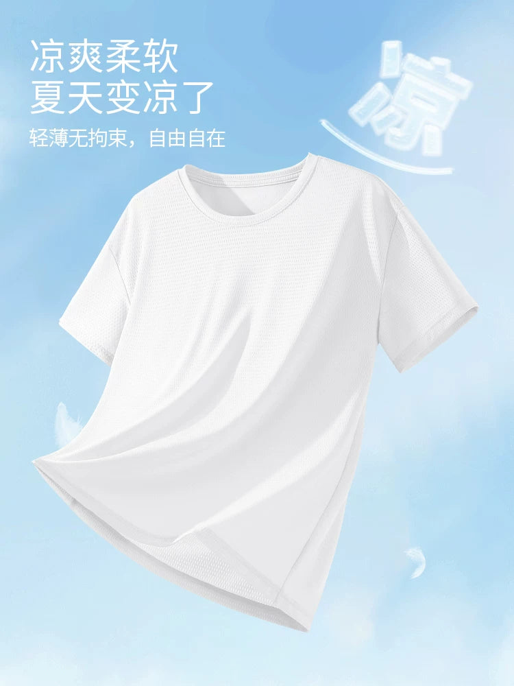Woodpecker Dad Yay Kostyum 2026 Yeni Buz İpək Qısaqol T-shirt Kişi Tez Quruyan İdman Şortu Tam Dəst Y