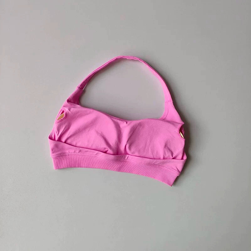 Qadınlar üçün asma boyunlu seksual idman büstqalteri, zərbəyə davamlı təkanlı fitnes büstqalteri, gözəl bel, tez quruyan məşq, qaçış yoqa geyim jileti