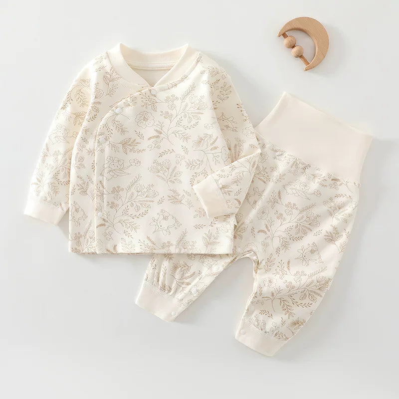 Körpə və yeniyetmələr üçün erkən payız geyimləri, oğlan və qızlar üçün A sinif təmiz pambıqdan yüksək belli pijamalar dəsti