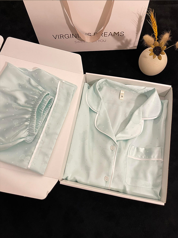 Qadınlar üçün 2026 Yeni Buz İpək Pijama Yay Yeni İnternet Məşhur Qısaqol Döş Yastığı dəsti ilə Şirin Koreya Stil Ev Geyimi