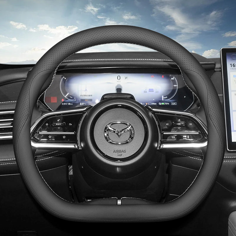 2025 Mazda EZ60/EZ6 Steering Wheel Cover, Genuine Leather, Ultra Thin, Original Color Interior Car Steering Cover, All Season Ventilation