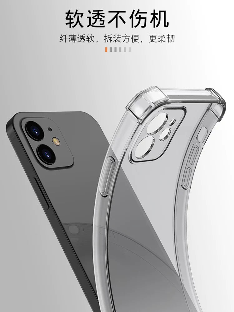 Apple 17 mobil telefon üçün uyğundur şəffaf 13pro hər şey daxil 15plus yumşaq iphone 17promax qutusu 12 silikon 11 kişi XR qadın qoruyucu örtük 16pro düşməyə qarşı 14 lens filmi hava yastığı ilə gəlir