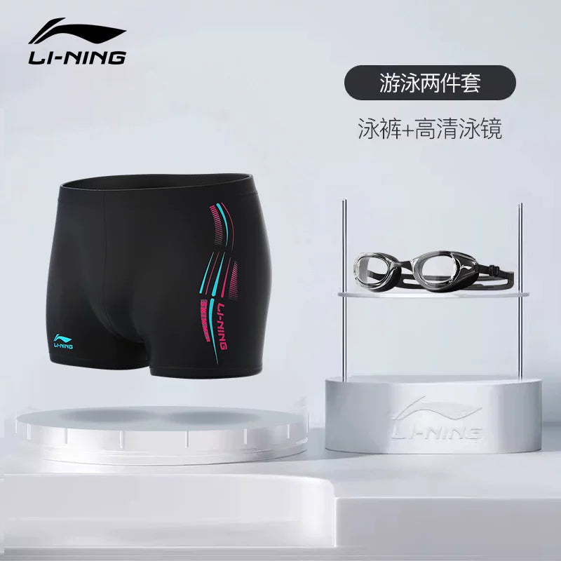 Li Ning kişi üzgüçülük mayoları kişi böyüklər 2026 yeni peşəkar üzgüçülük mayoları boksçu rəsmi yüksək səviyyəli çimərlik kostyumu dəsti avadanlığı