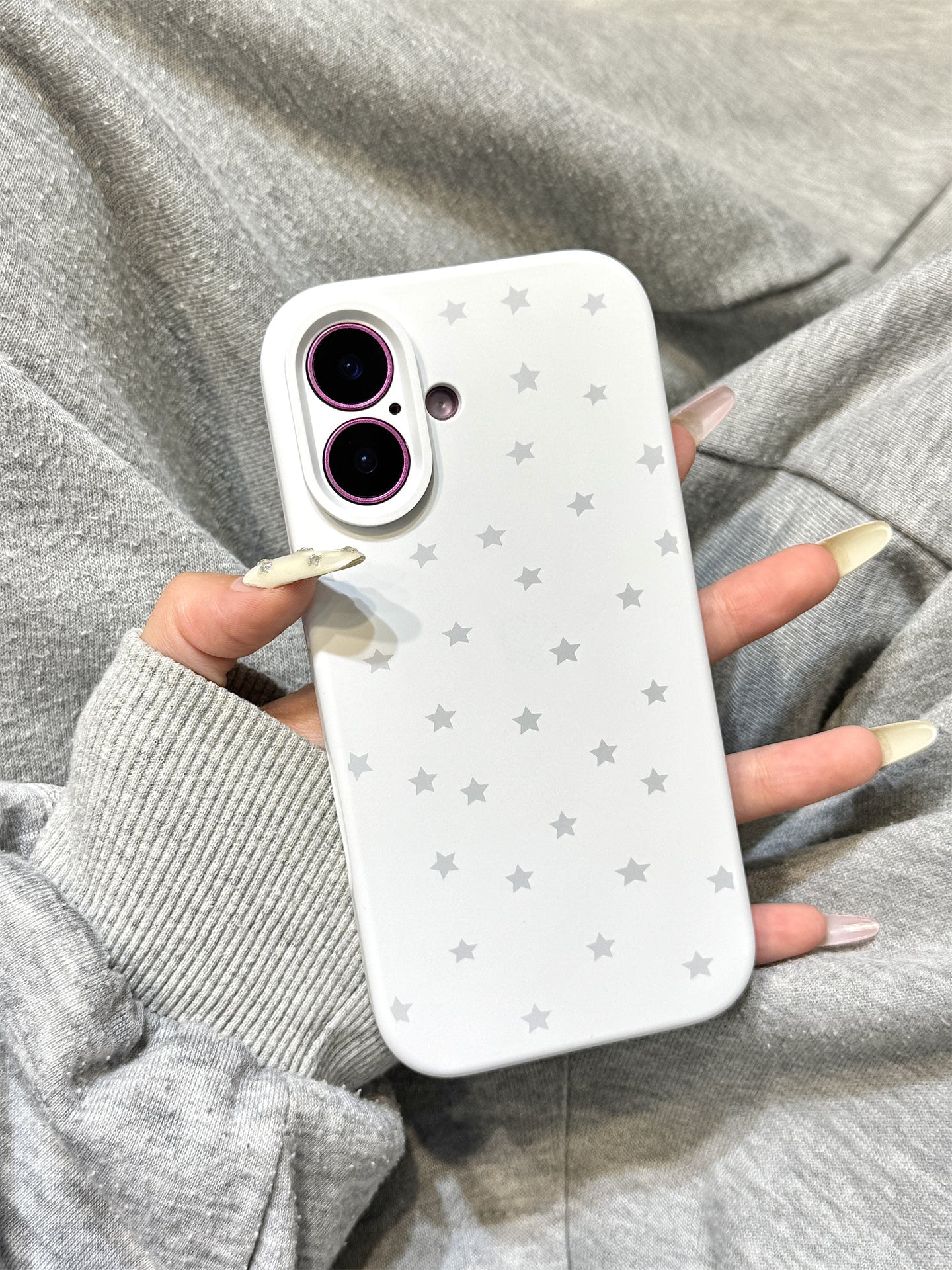 Sadə üslubda şaxtalı maye silikon tam ekranlı boz ulduzlar iphone17promax apple 14 cib telefonu qutusu 15 yeni 16pro qadın 13 qızlı ürək 17Air hər şey daxil, düşməyə qarşı örtük