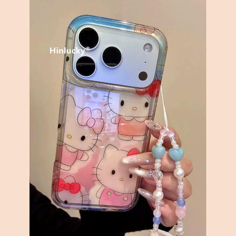 Hinlucky Yapon və Koreya ins sevimli cizgi filmi şəffaf pişik Apple 17 mobil telefon qabı iphone16promax ikiqat IMD15 zəncir 14 yıxılmaya qarşı qoruyucu örtük qadın 13 unikal və super gözəl görünüşlü
