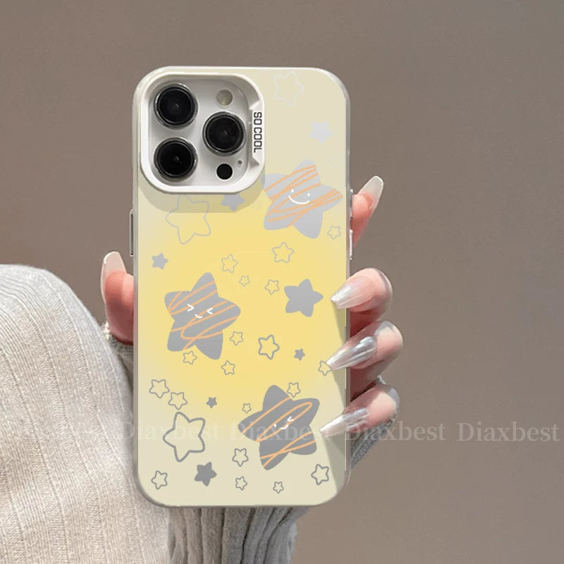 İçi boş ulduzlar Apple 16promax cib telefonu korpusu iPhone17air Huawei mate80/70 Honor 400 Xiaomi 15nova14 braket p80 bir + ace3 rəngli gümüş reno14 qadın üçün uyğundur