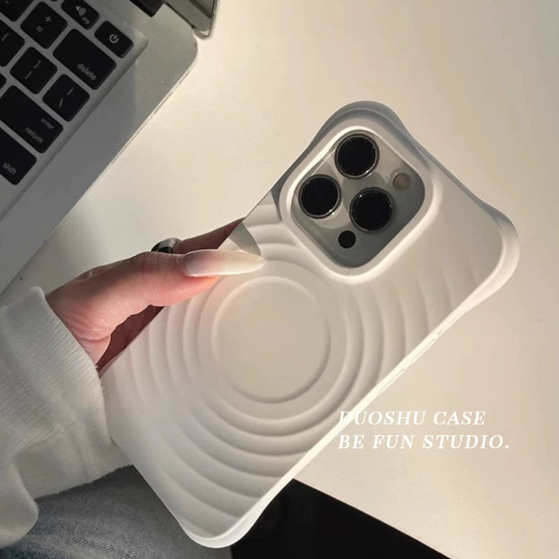 iphone17promax apple 16pro cib telefonu üçün uyğun düz rəngli yüksək səviyyəli maqnit dalğası dairəsi 15promax yeni qadın 14pro Yapon və Koreya 12pro yaradıcı 13pro əyləncə 11
