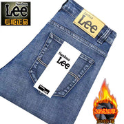 Payız/Qış üçün Kişilər üçün Qalın Yun Astarlı Cins Şalvar, İşgüzar Üslubda, Boş Formada, Düz Ayaqlı, Gündəlik, Uzun Şalvar, Elastik, Davamlı və Geyilməyə Davamlı