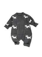 ARIELLE DE PINTO Oğlanlar üçün Fransız Yaz/Payız Körpə Trikotaj Onesie Sviter, Dolunay Çəkilişi/Sürünmə Kostyum