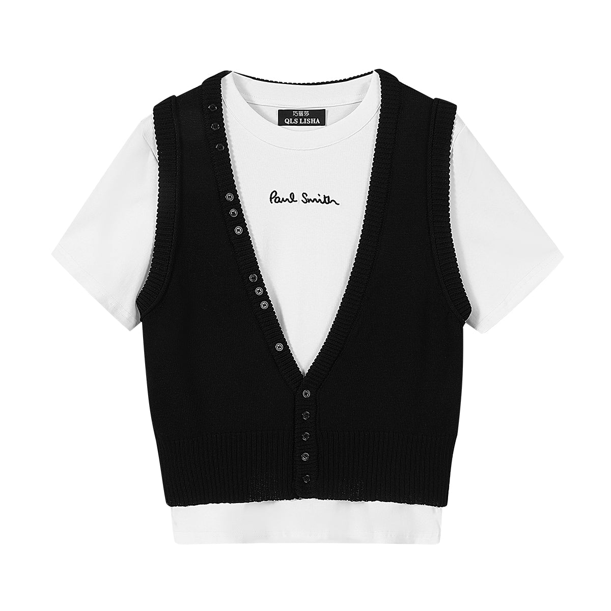 Qiao Lisa-nın tam OOTD geyimi tamamilə möhtəşəmdir! Qadınlar üçün V-yaxalı jilet, qısaqol köynək dəsti, iki hissəli yay dəsti.