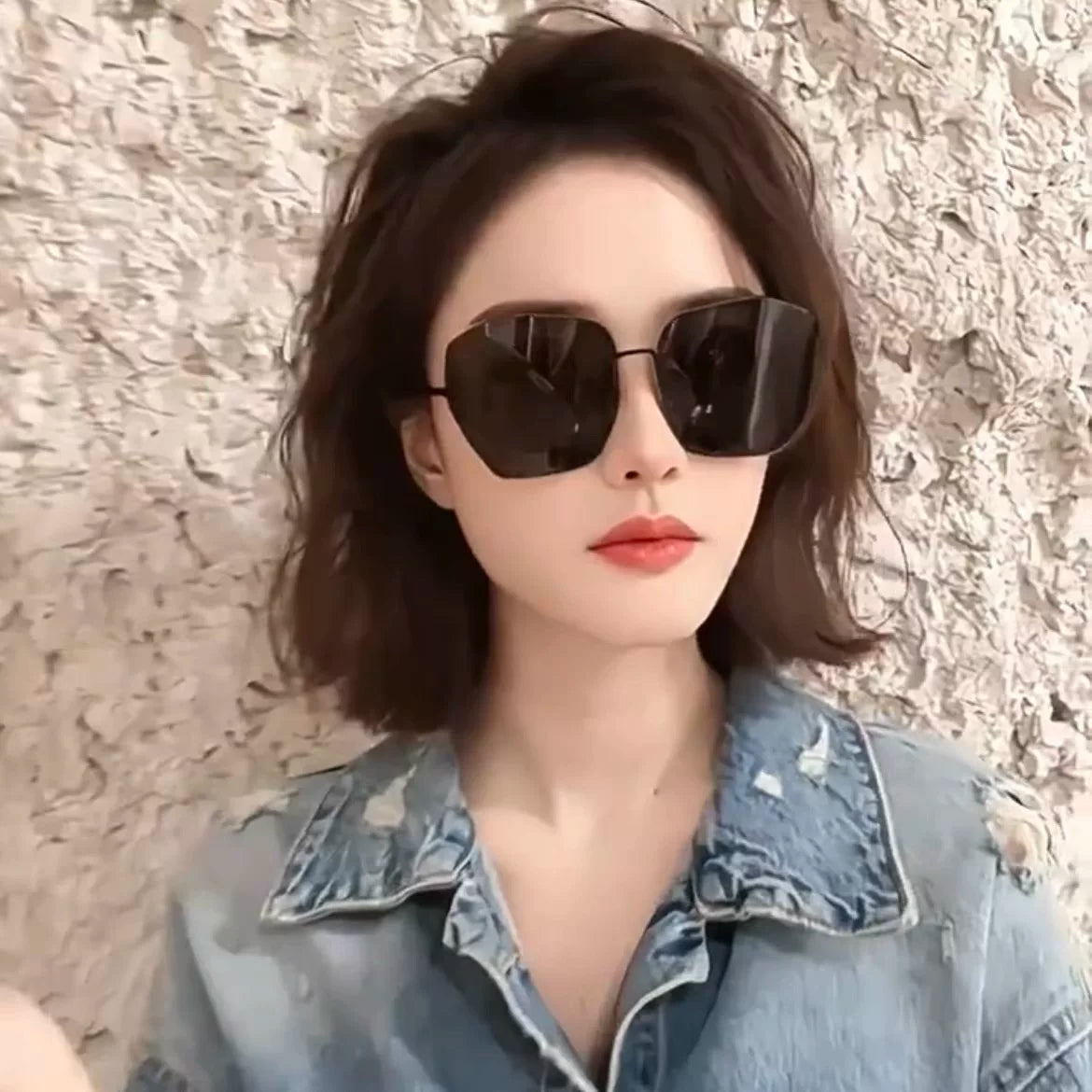 Qadınlar üçün günəş eynəkləri, anti-UV, çərçivəsiz, yüksək səviyyəli, böyük üz, arıqlama, sadə günəşdən qoruyucu eynəklər, dəbli açıq günəş eynəkləri