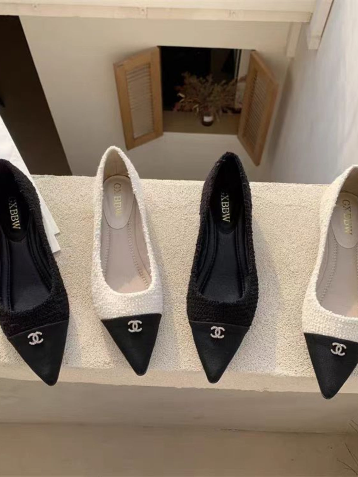 2024 Spring/Autumn New Korean Style Pointed Toe Rhinestone Buckle Soft Sole Comfortable Color Block Elegant Work Women's Low-Cut Single Shoes