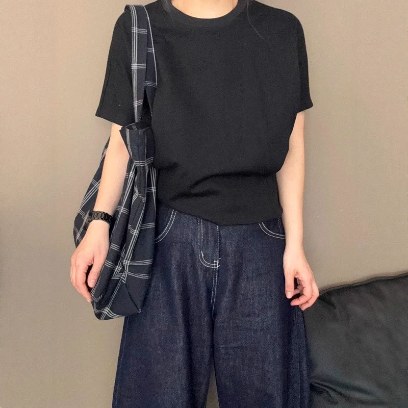 Böyük Ölçülü Qadınlar üçün İncə Fit Qısa Qollu Futbolka, 2026 Yay Yeni Modeli, Qəşəng, Dəbli, Gənc və Qarın Gizlədən Top