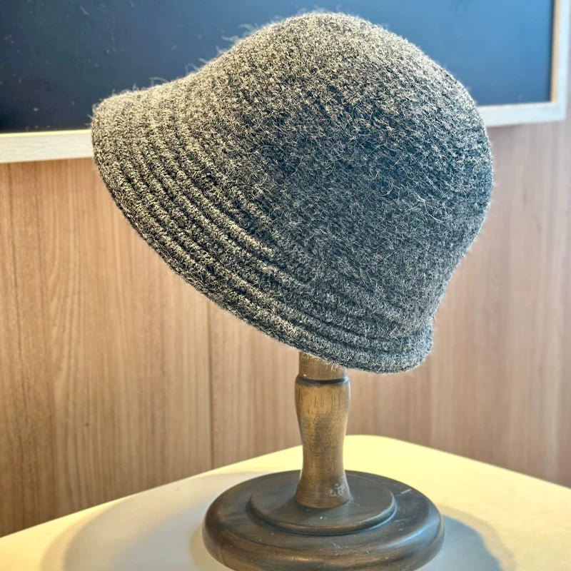 2025 New Autumn/Winter Korean Style Fashionable Multifunctional Layered Warm Fisherman Hat, Daily Simple Knitted Bucket Hat for Women