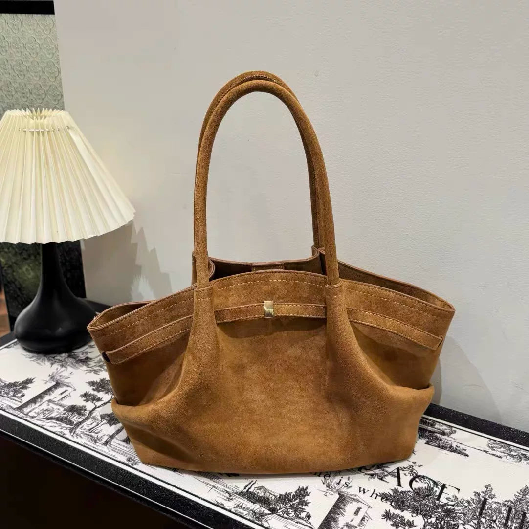 Niche color frosted suede bag for women, new 2024 fall/winter style, large capacity manty bag, city bag/shoulder bag.