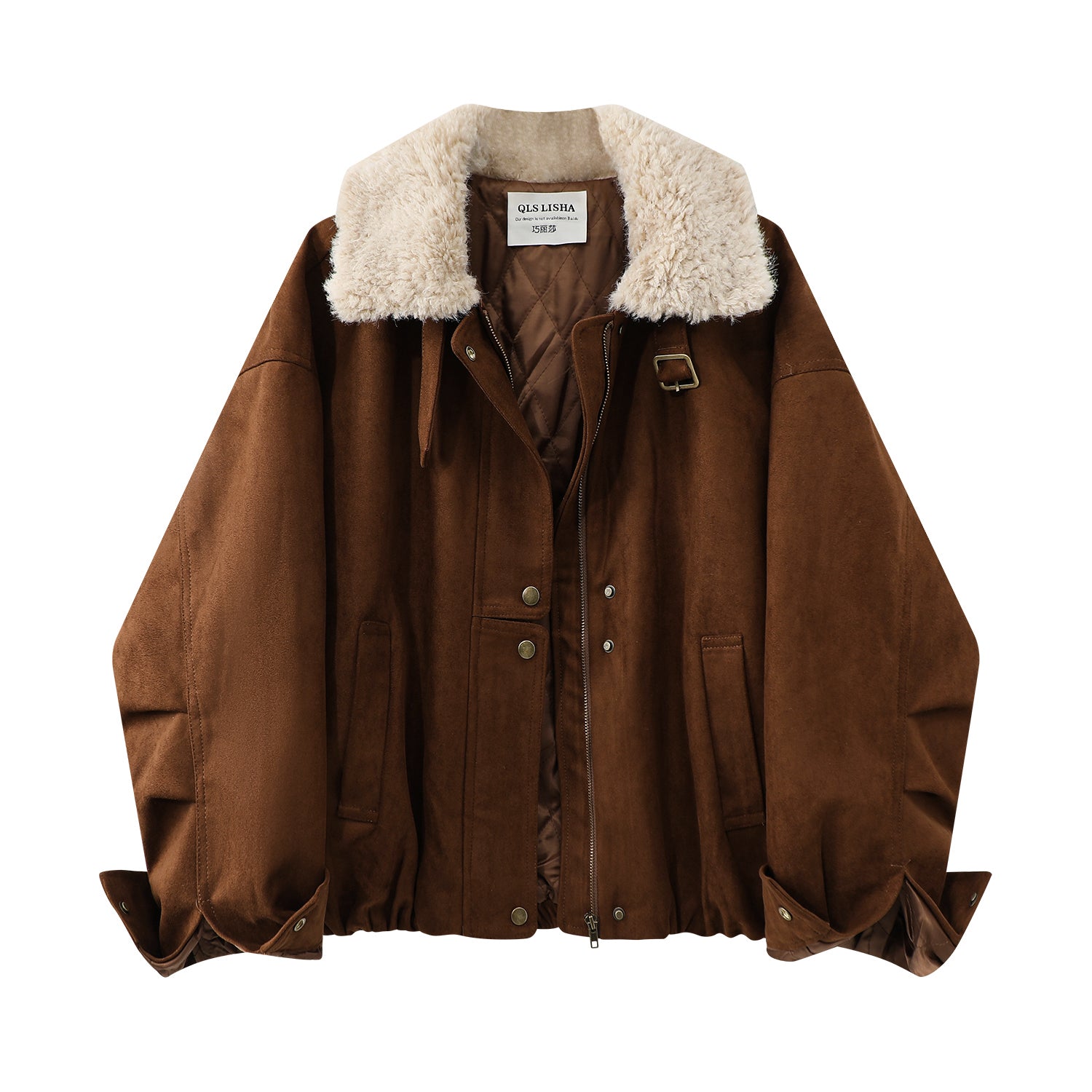 Chorlisa Qadın Qış Pambıqlı Gödəkçə 2025 Yeni Stil Xəz Yaxalıqlı Zamşa Gödəkçə Motosiklet Gödəkçəsi Qalınlaşdırılmış Yorğanlı Üst