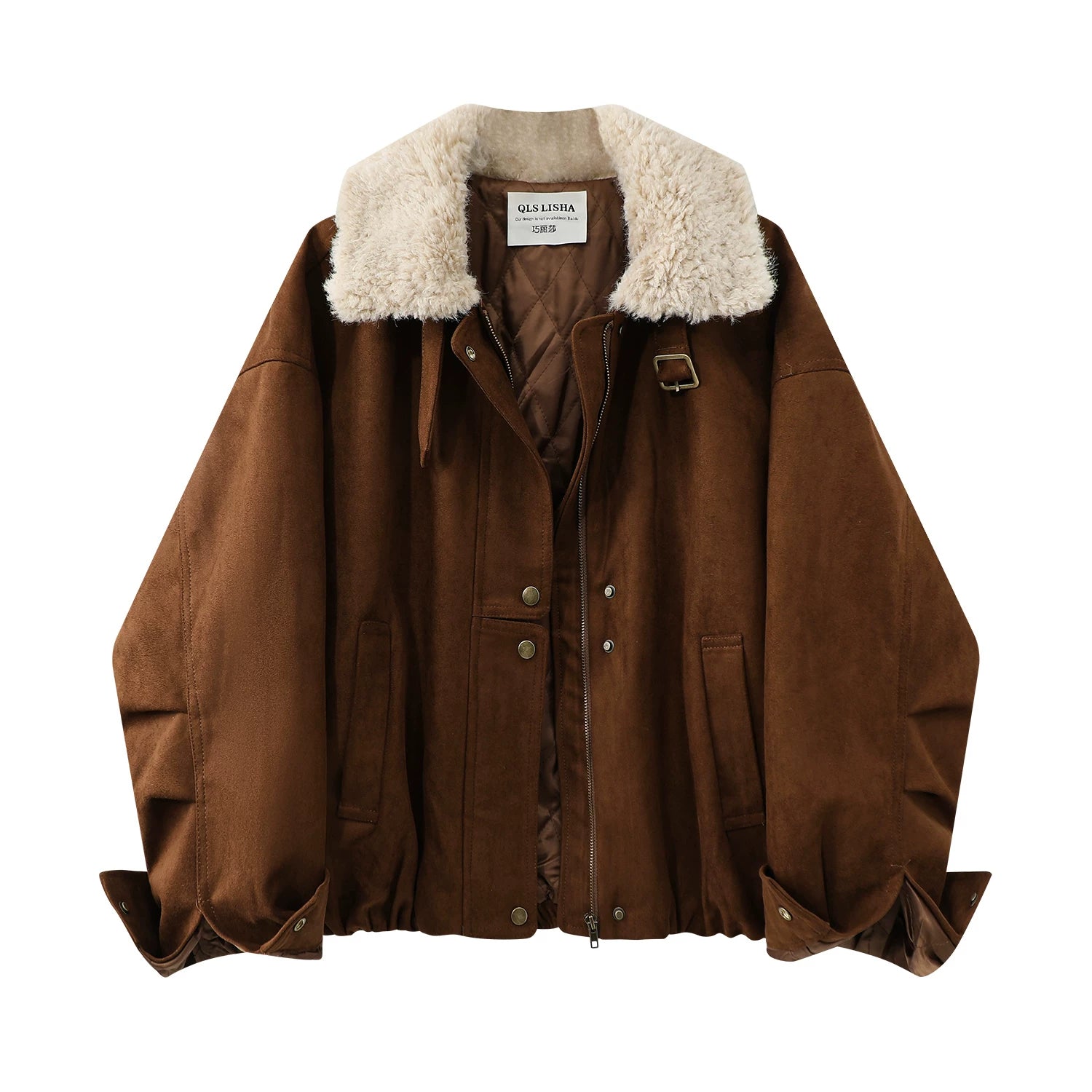 Cholisa-nın 2025-ci ilin payız və qış mövsümü üçün unikal və qalınlaşdırılmış yeni bir tərzdə hazırlanmış super şirin qısa zamşa pambıq örtüklü gödəkçəsi.