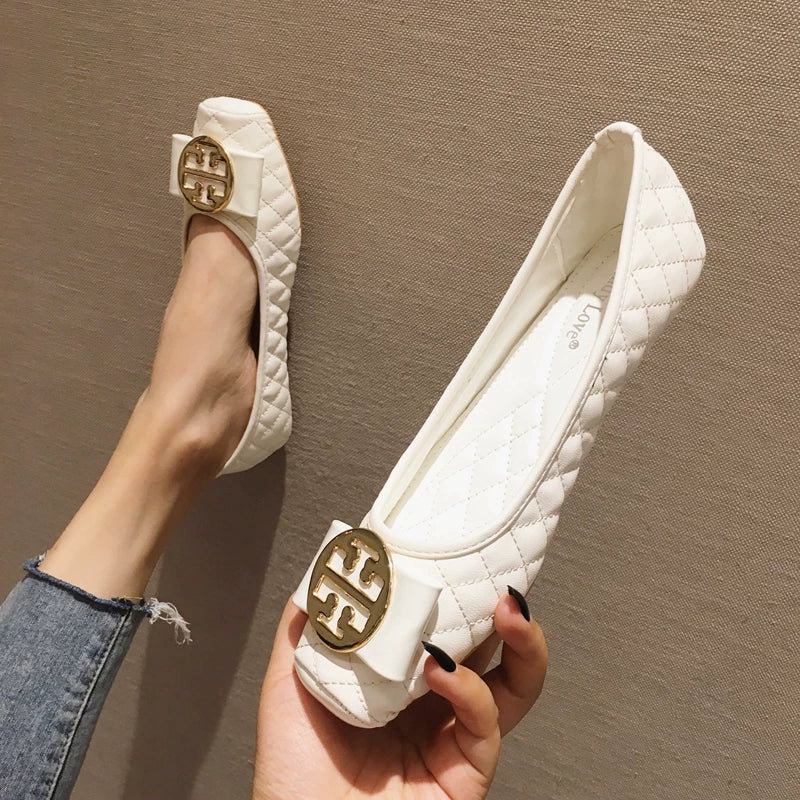 Qadınlar üçün Qara Kvadrat Barmaqlı Düz Ayaqqabılar, Yaz 2025 Yeni Stil, Yumşaq Altlıq, Dayaz Ağızlıq, İş Ayaqqabıları, Böyük Ölçülü Qayıq Ayaqqabıları, Qadın Dodaq Ayaqqabıları