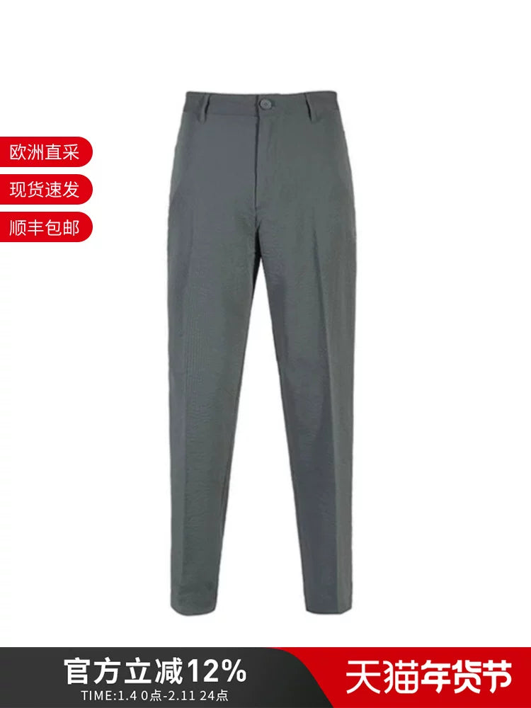 AX Armani Kişilər üçün Stretch Fit Uzun Düz Ayaqlı Seersucker Gündəlik Şalvar 3DZP51 ZN1AZ