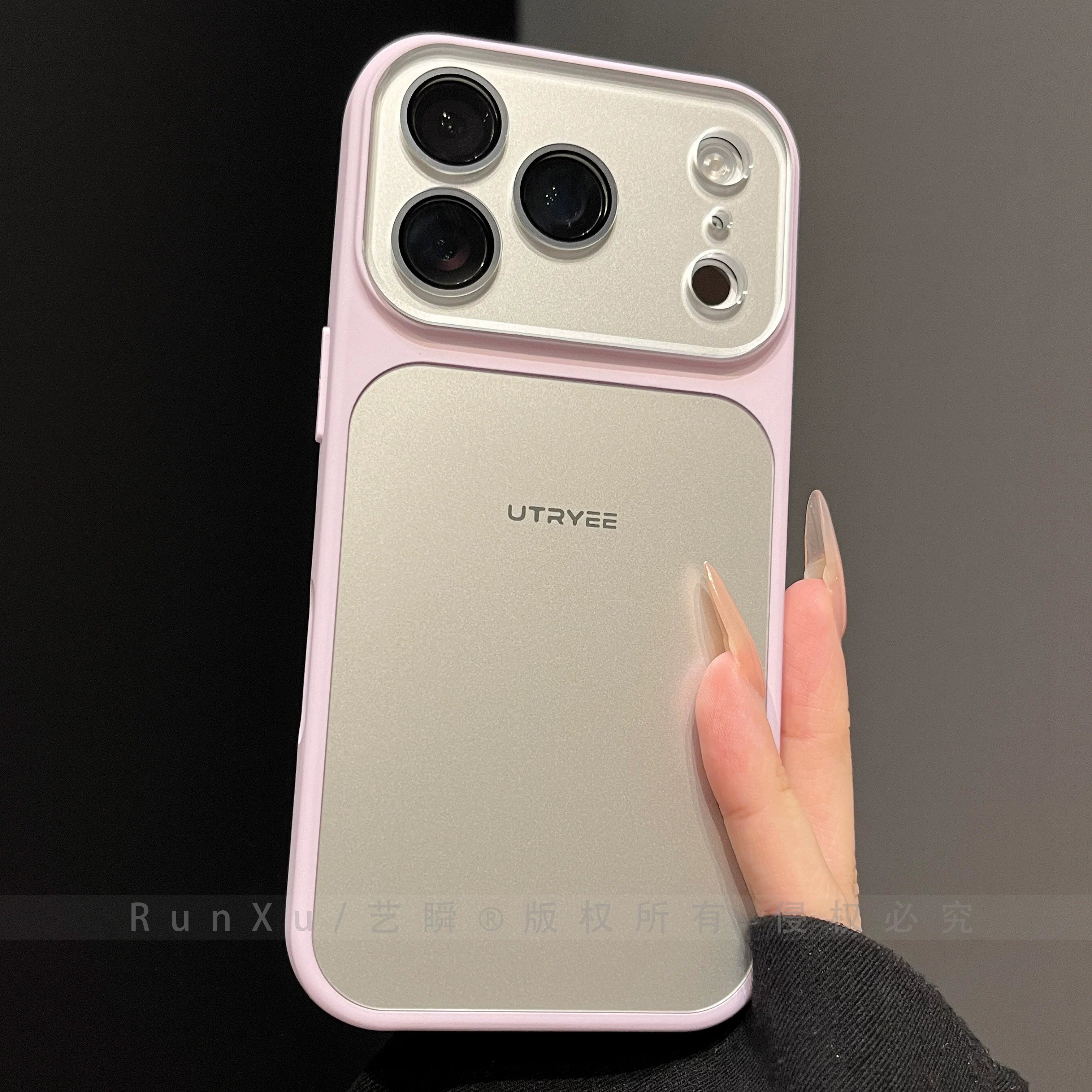 Tutqun gümüşü zərif AG tutqun dəri Apple 17ProMax mobil telefon qutusu iPhone16pro yeni 360° fırlanan stend 14 böyük pəncərə 13 hər şey daxil obyektiv filmi 15 qoruyucu örtük