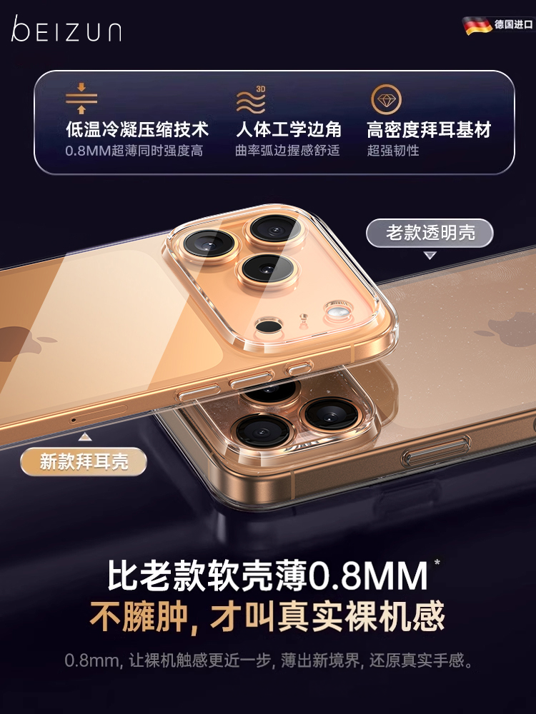 [Bayer, Almaniya] Apple 17ProMax mobil telefon üçün uyğun yeni model Bezun 2026 iPhone16 düşməyə qarşı 15 şəffaf qutu 14Pro qoruyucu qutu 13P hər şey daxil ultra nazik yüksək keyfiyyətli yumşaq çanta
