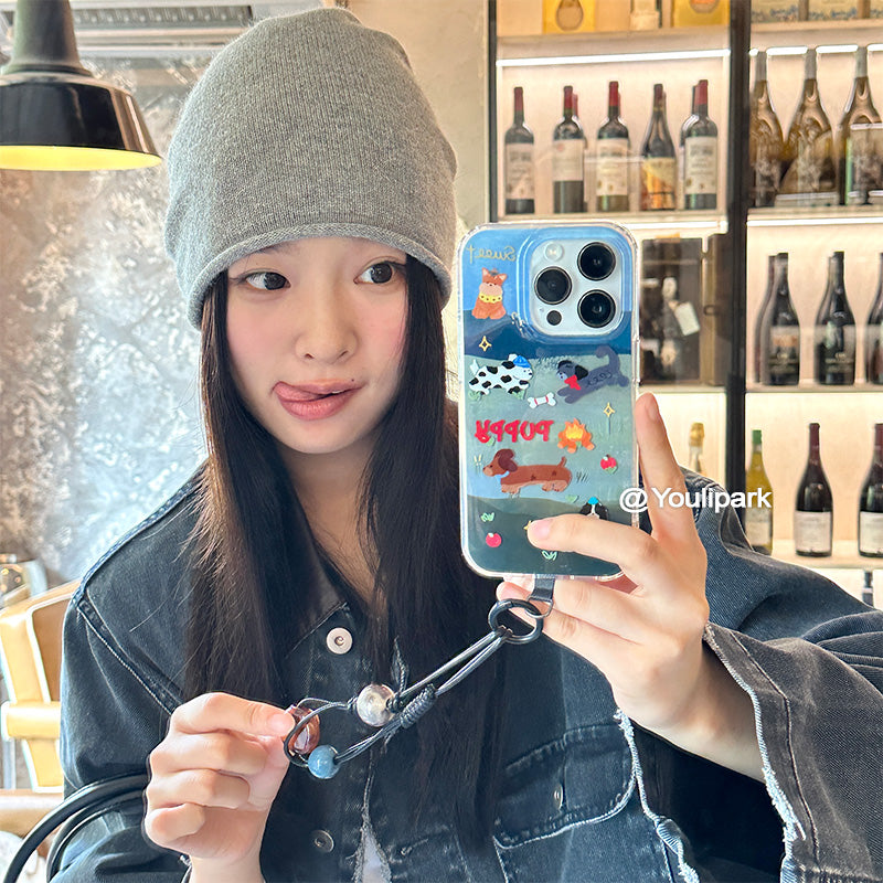 Yuri Park ins sevimli qız niş yağlı boya iti 15 17pro Apple 17ProMax mobil telefon qutusu iPhone16 hər şey daxil 17 yeni stil 14Promax qoruyucu örtük 13 yumşaq lent