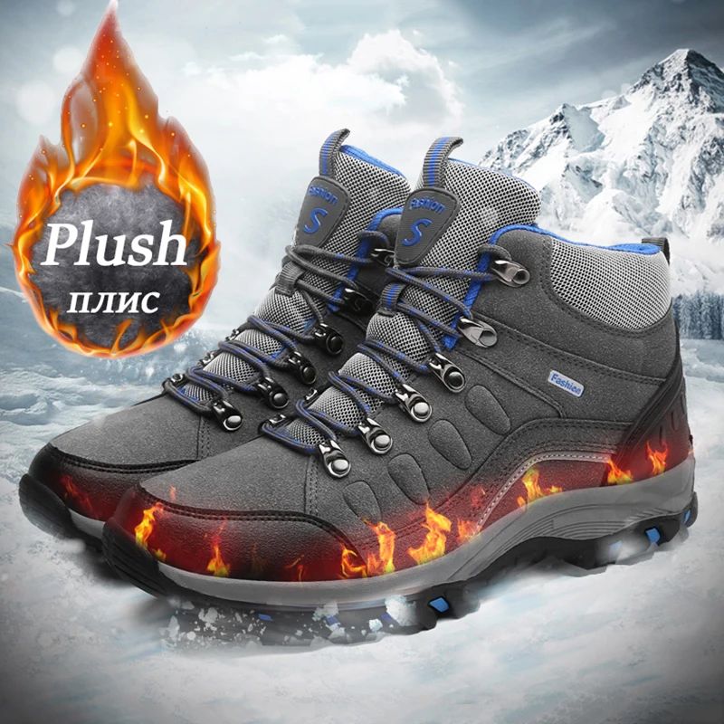 Kişi Ayaqqabıları Qış Əleyhinə Qar Çəkmələri Outdoor Plush Hiking