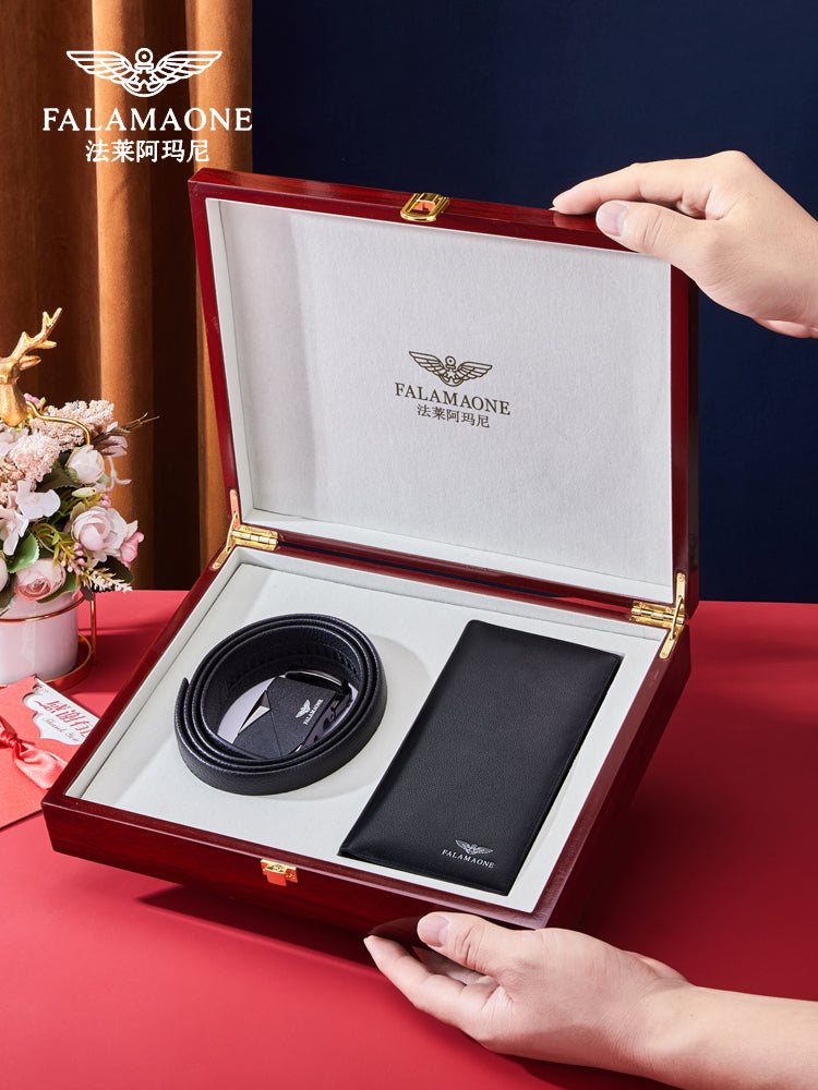 [Ad Günü Hədiyyəsi] Kişilər üçün Fala Armani Dəri Kəmər və Pulqabı Dəsti - Sevgili/Ər üçün Orijinal Dəri Kəmər/Bürc