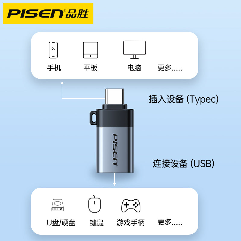 Pinsheng otg data kabel adapter typec to usb3.2 universal iPhone17/16/15 mobil telefon usb disk çevirici Huawei mobil telefonları və planşetləri üçün uyğun olan data mahnılarını usb diskə yükləmək üçün