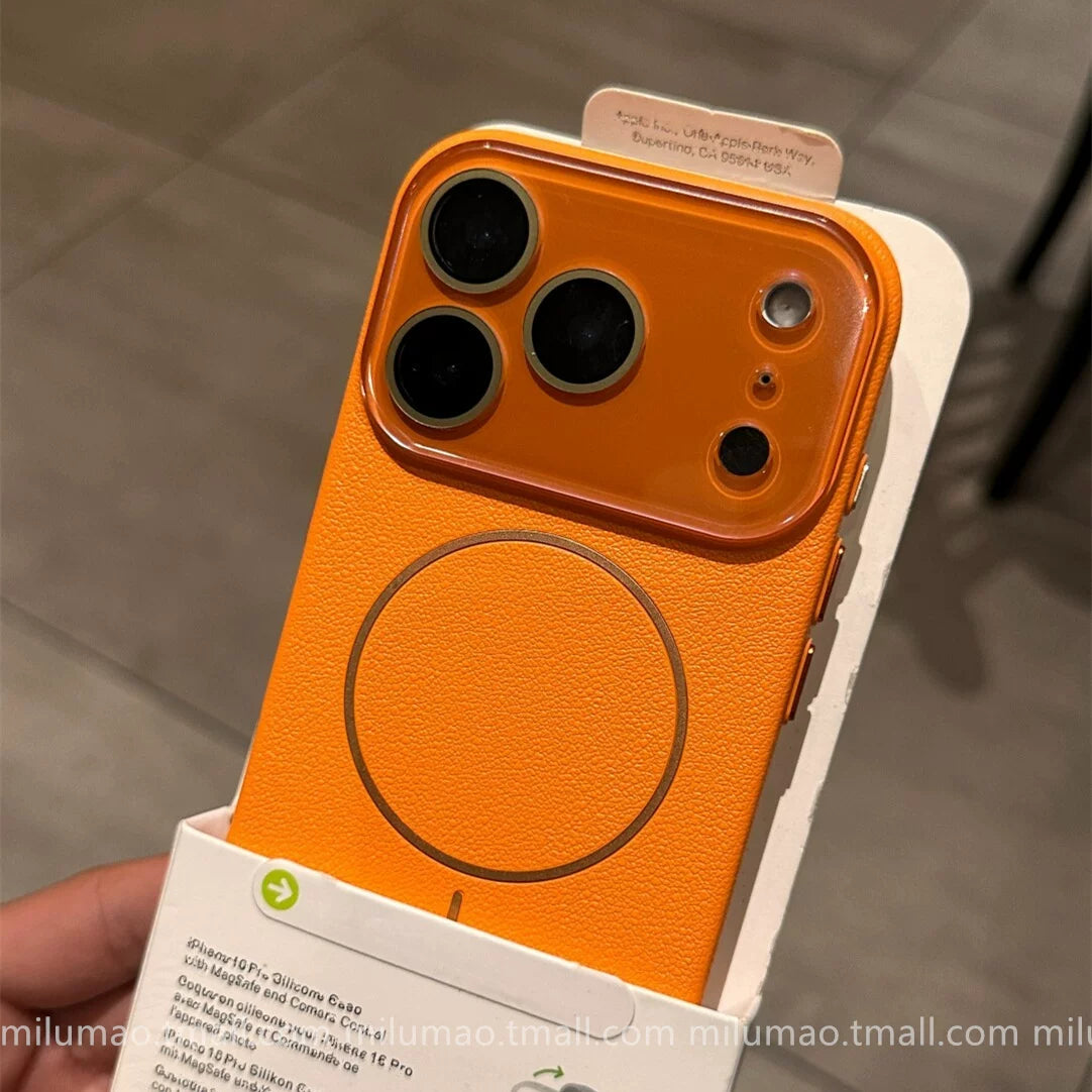 ins yüksək dərəcəli Xingyu narıncı liçi naxışı iPhone17pro Apple 15 maqnit telefon qutusu 16ProMax yeni stil 12 barmaq izi əleyhinə 13 kişi və qadın 14Plus cüt 17promax payız əleyhinə örtük üçün uyğundur