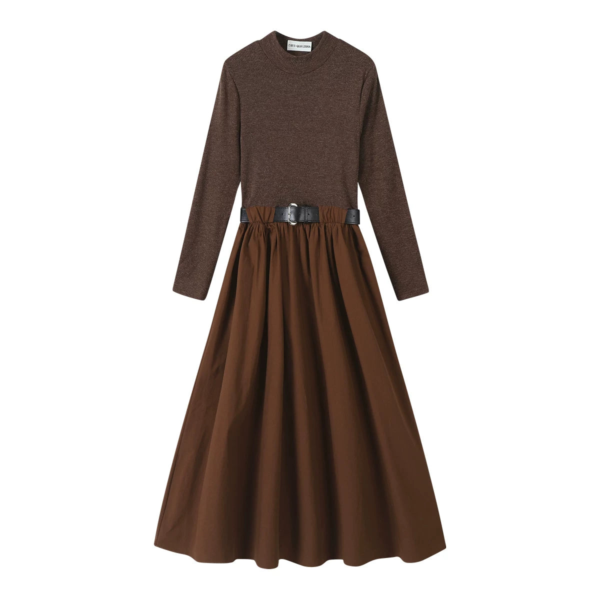 Chola Lisa, fransız üslubunda zərif boz toxunma don, yaz, payız və qış üçün idealdır, çoxqatlı görünüşlü, qadınlar üçün uzun don.