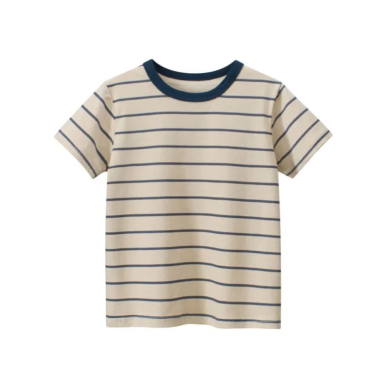 Yay 2023 Uşaq Geyimi Rəngli Zolaqlı Körpə Oğlan T-shirti