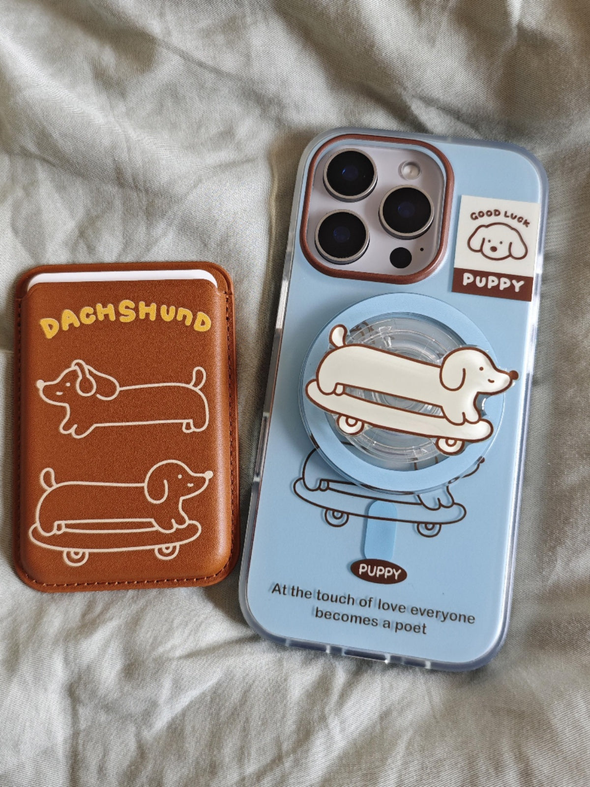 Göy mavi xətlər skeytbord dachshund maqnitli ikiqat imd cib telefonu qutusu iphone16promax üçün uyğun anti-fall 17 alma 15 braket 14 kart çantası kişi və qadın niş təzə 13 sadə buzlu