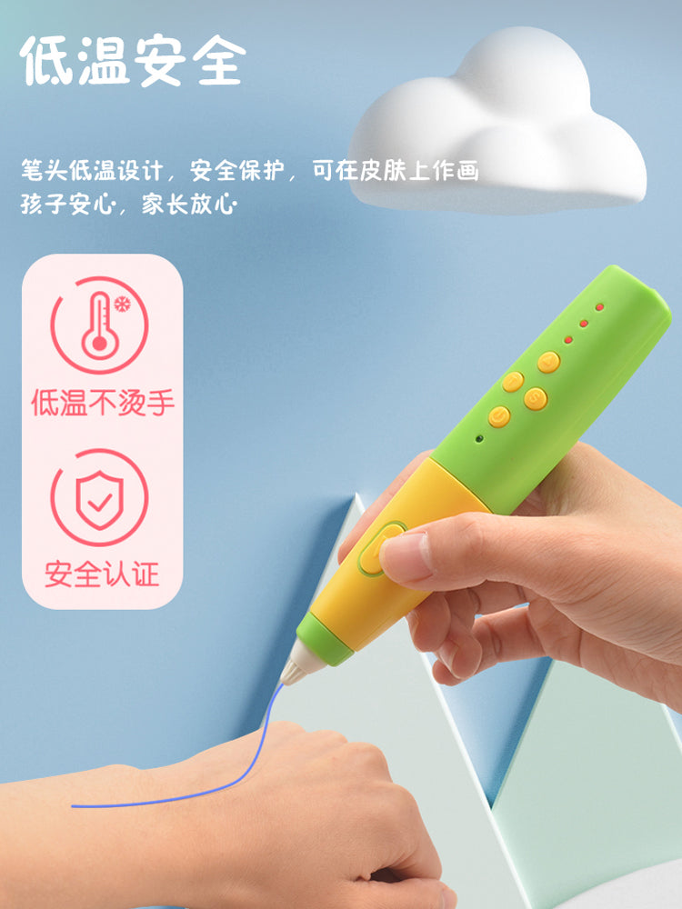 MOQI uşaq aşağı temperaturlu 3D rəsm qələmi, isti olmayan, simsiz USB təkrar doldurulan qraffiti əl ilə çap edilmiş DIY dəftərxana ləvazimatı