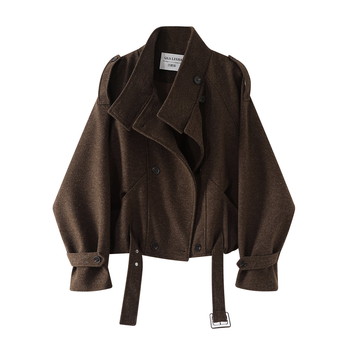 Cholisa'nın qadınlar üçün super şirin yun qısa paltosu, 2026 yaz, payız və qış retro motosiklet qısa pencəyi, yun top