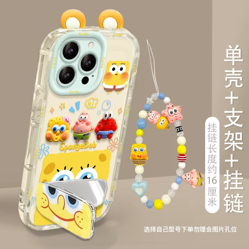 Apple 17promax mobil telefon qutusu üçün uyğundur iphone16plus yeni 13 Spongebob Huawei mate60 braketi pura80/70 şöhrət 400 Xiaomi 17 asma zəncir k80 qadın reno14