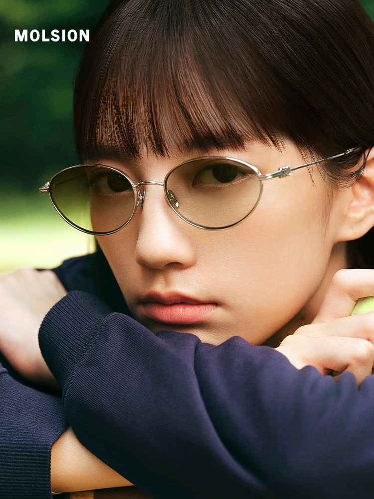 Song Yuqi'nin eyni üslublu Mosen yeni polarizasiyalı gün eynəyi qadın anti-UV oval çərçivəli gün eynəyi MM7002